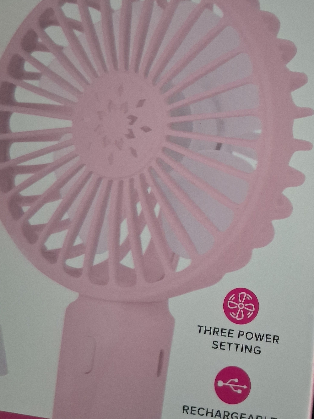 Portable Pink Handheld Fan - Rechargeable